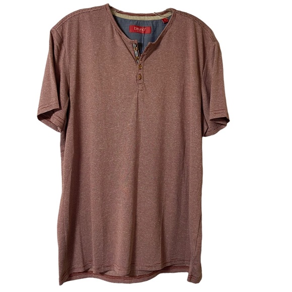 bruno milano Other - Bruno Milano Maroon and White Short Sleeve Henley T Shirt Size Large